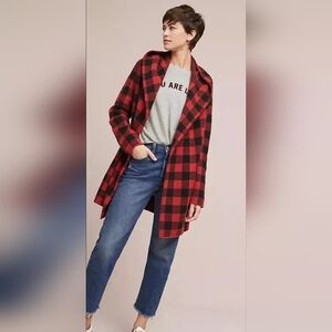 Field flower Women's large Buffalo plaid oversized jacket  anthropology